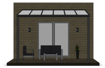 Preview: Überdachung mit VSG 8,76 mm matt, 4 x 4 m